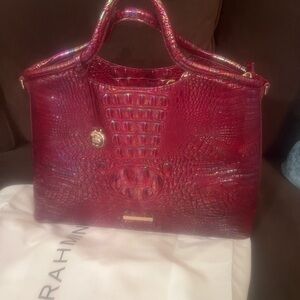 Brahmin Elaine in Sangria Melbourne Croc-Embossed Tote